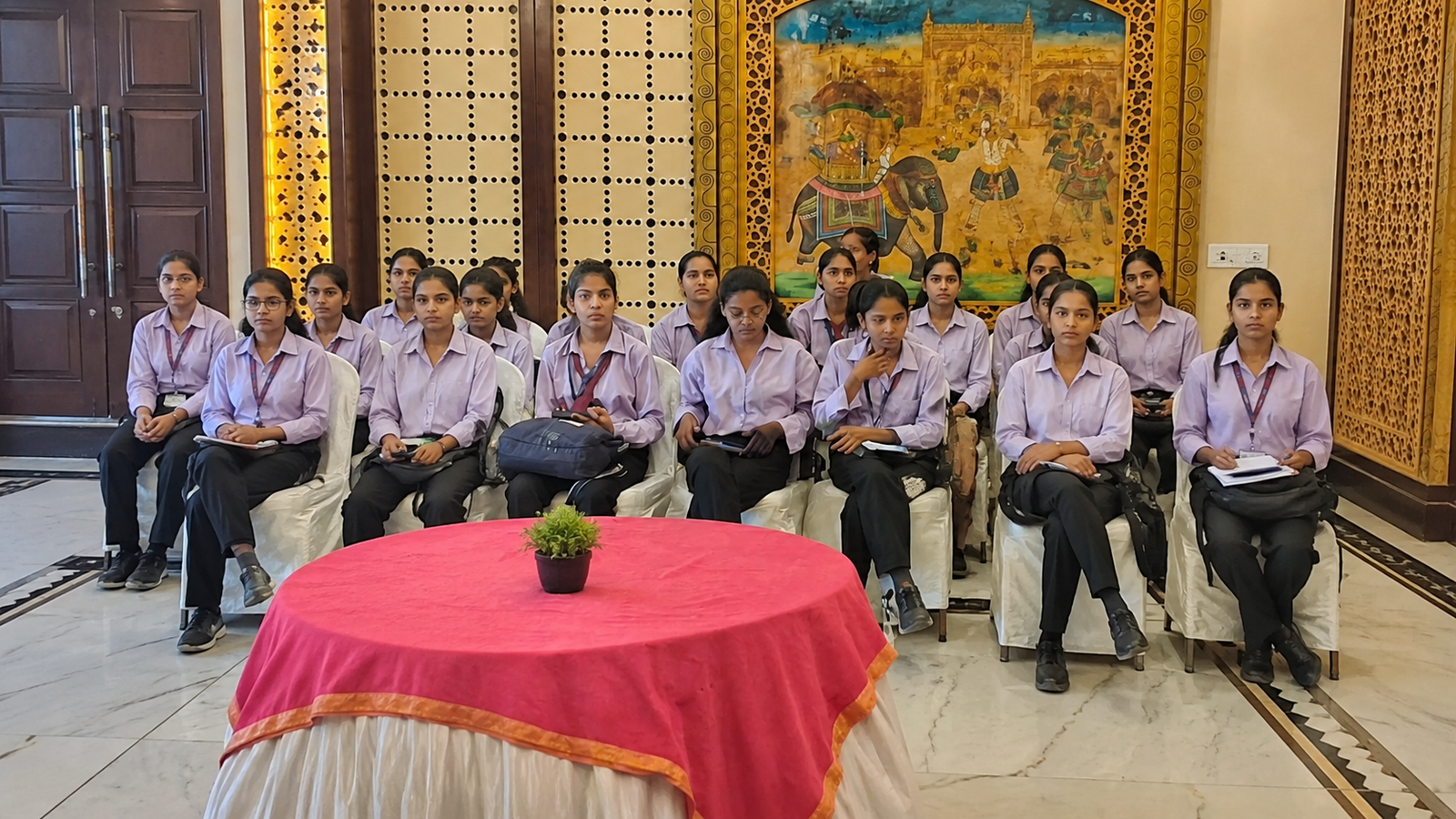 Students attending an academic session